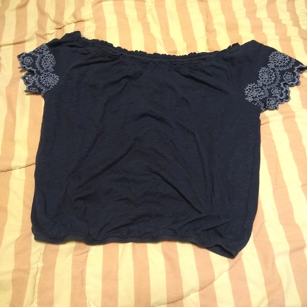 American Eagle Navy Embroidered Top